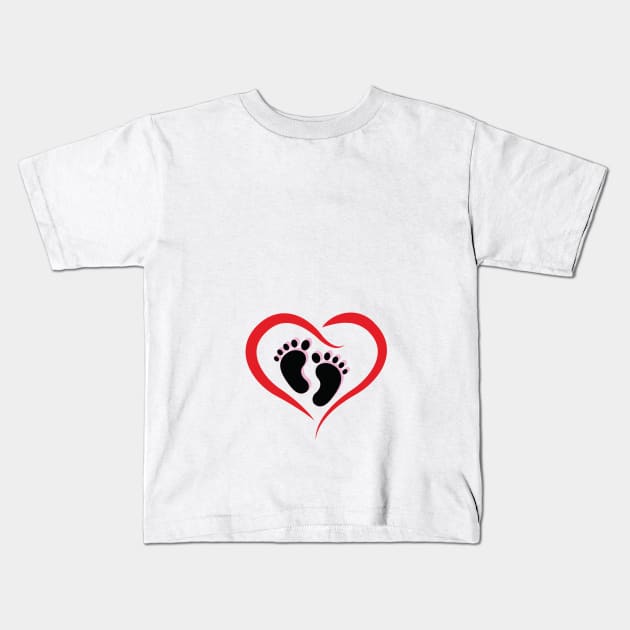 Feet in a HEART Maternity T-shirt Baby Girl Kids T-Shirt by KazSells